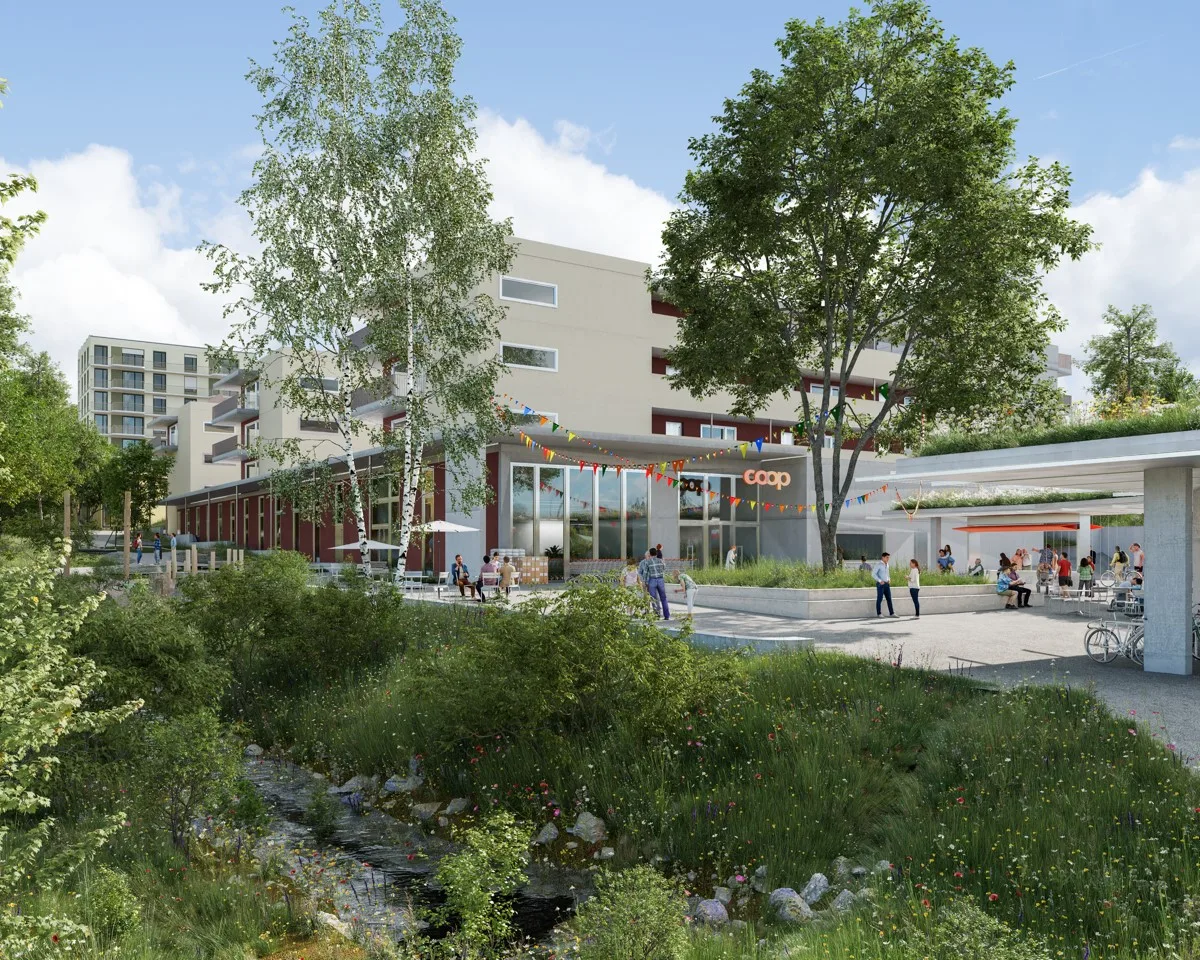 Eine Visualisierung eines Platzes.